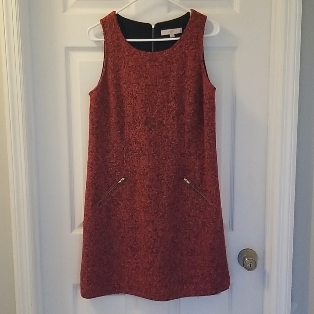 LOFT Sleeveless Red Shift Dress